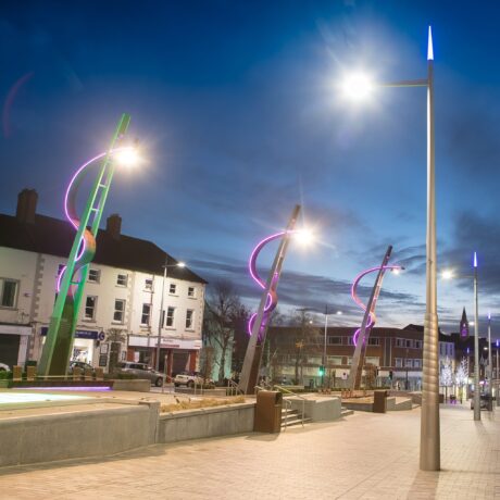 bespoke lighting columns at night